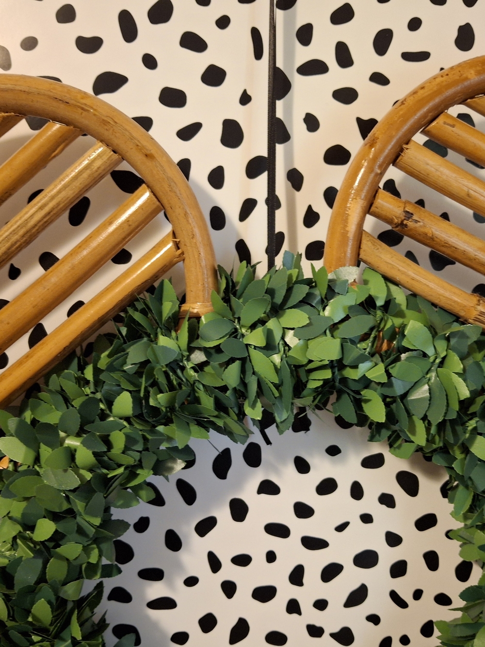 Handmade Minnie Mickey-Style Wreath with Greenery Bamboo - Picture 2 of 5